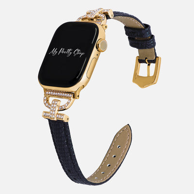 Glam Leather Pave Apple Watch Strap