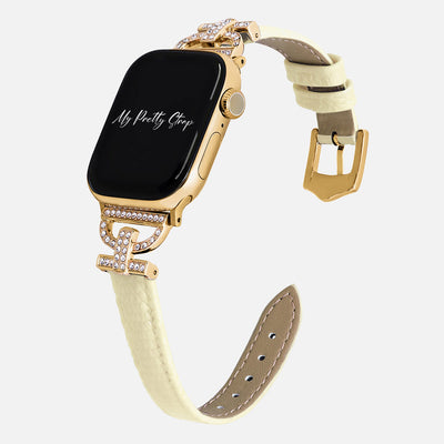 Glam Leather Pave Apple Watch Strap